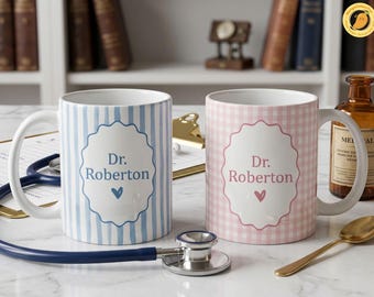 Custom Name Doctor Stripes Mug, Nursing Grad Gifts, Future Doctor Gifts, Nurse Appreciation Gift, Doctor Graduation Gifts, Med School Grad