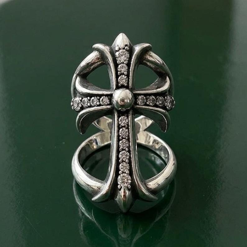 925 Silver Chrome Hearts Ring - Etsy