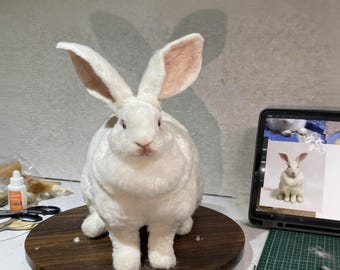 Op maat gemaakt 3D-beeldje van wolvilt, levensechte handgemaakte sculptuur, gepersonaliseerd aandenken voor hond, kat of konijn.