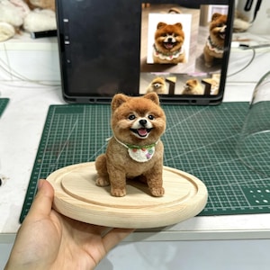 Aangepast wolvilt huisdierbeeldje, levensecht sculptuur aandenken aan kattenhond afbeelding 5