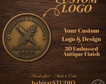 Custom Engraved Brass Coin, 3D Embossed Logo Keepsake, Antique Finish Memory Piece