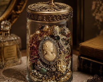 Set di gioielli vintage vittoriani a sorpresa: collana, orecchini, anello e bracciale in oro selezionati con cura.