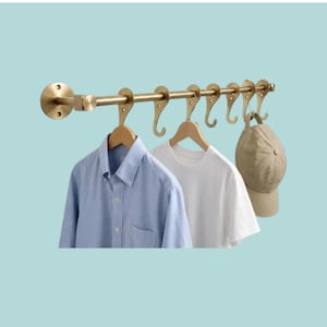 Messing gordijnrail met S-haken: Keukenrek voor pannen, roedes, ophangorganizer, Pannenrek