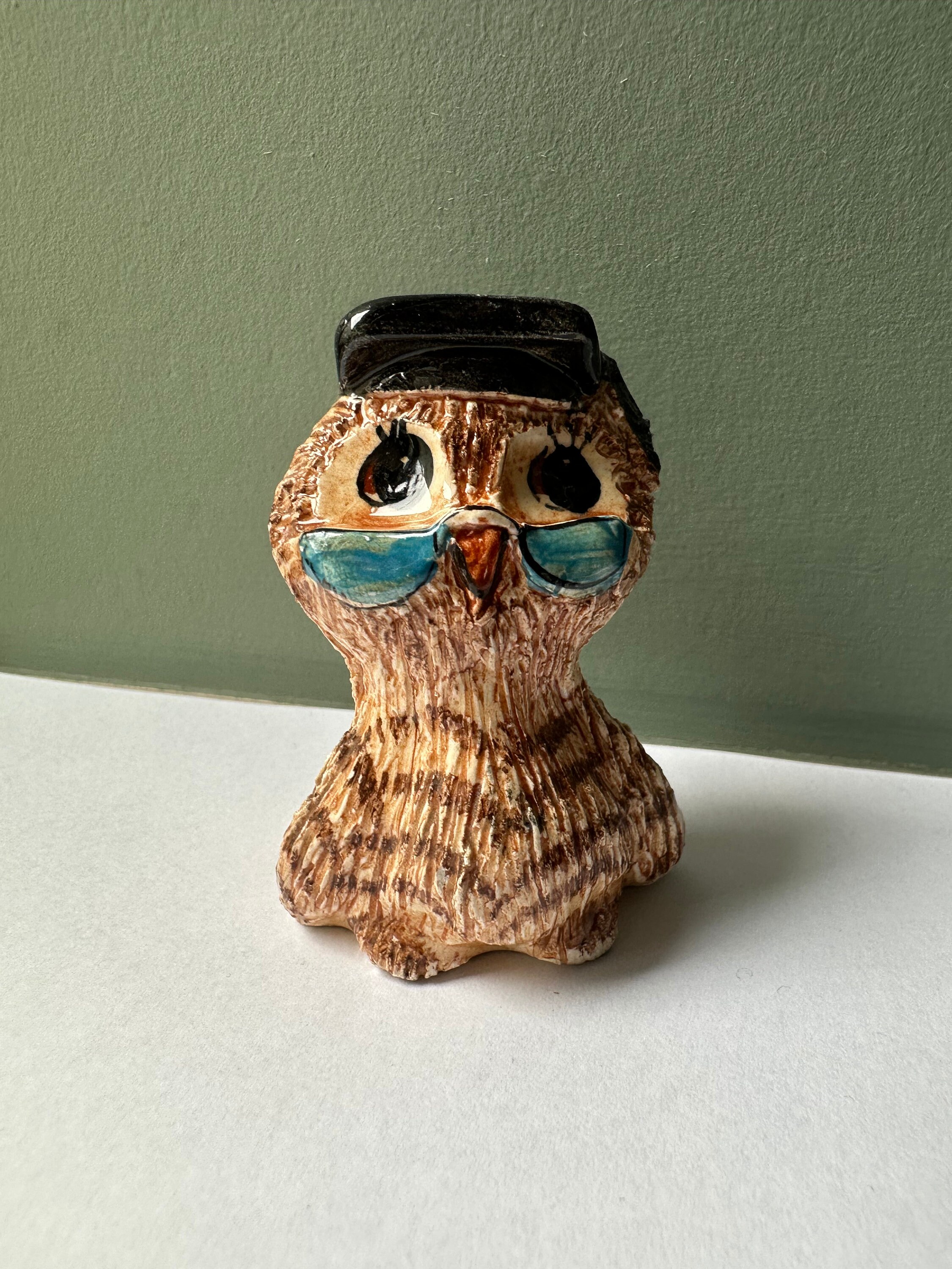 Vintage Philip Laureston Owl Figurine - Perfect Graduation Gift with Mortarboard Hat (c. 1970-80s)