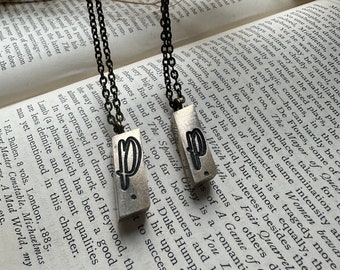 Timeless Vintage Letterpress Initial Necklace - Monogram Pendant - Letter P - Upper & Lowercase