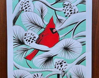 Snowy Cardinal Print
