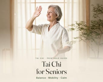 Tai Chi for Seniors Printable, Balance and Fall Prevention Exercise Guide, Standing and Seated Tai Chi Chart PDF, Large Print