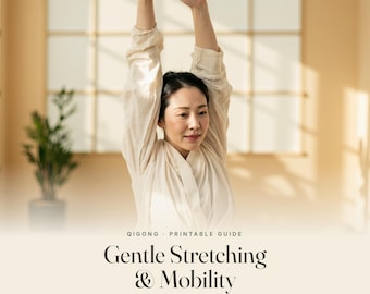 Gentle Stretching Routine Printable, Full Body Mobility Exercises Chart, Seated & Standing Stretches PDF, Flexibility, Instant Download