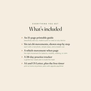 Tai Chi para personas mayores (imprimible), guía de ejercicios para el equilibrio y la prevención de caídas, tabla de Tai Chi de pie y sentado en PDF, letra grande. imagen 3