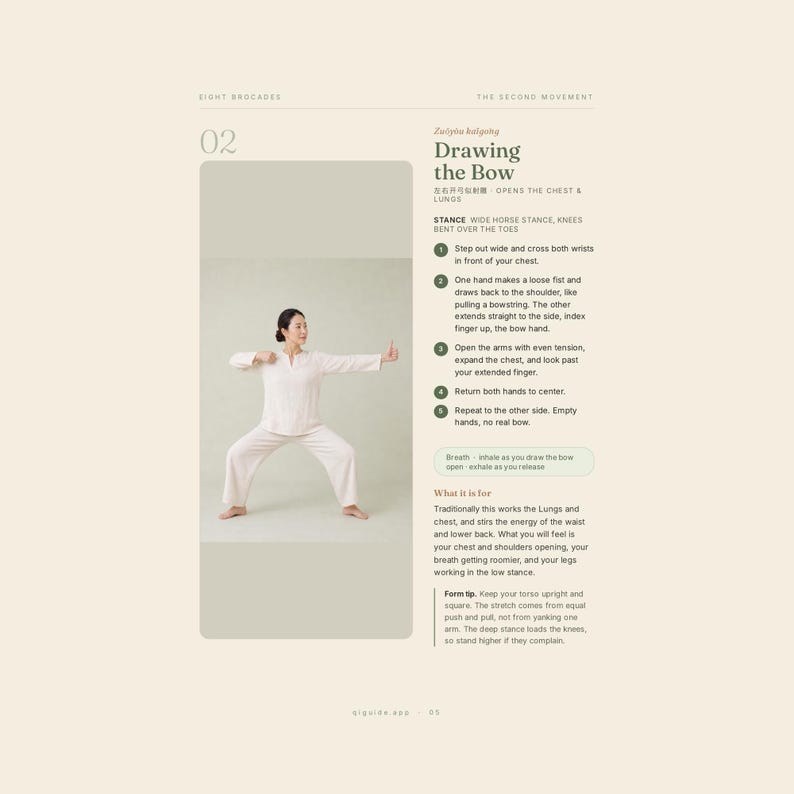 Qigong Exercises Chart & Guide PDF, Ba Duan Jin Eight Brocades, Morning Routine + Guided Audio, Printable image 4