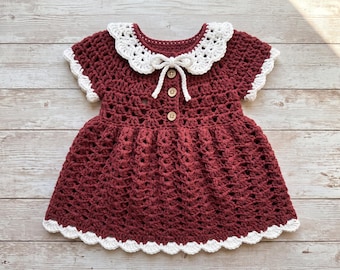 Crochet Baby Dress Pattern PDF | Newborn Girl Crochet Dress | Cranberry Lace Christening Dress | Baby Baptism Gown | Digital Download