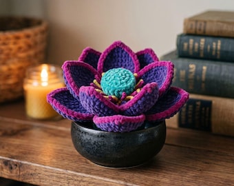 Galaxy Lotus Flower Crochet Pattern PDF, 3D Amigurumi Flower, Fantasy Sparkle Decor, Beginner Instant Download