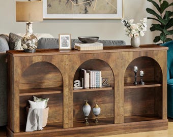 63" Farmhouse Console Table With Storage