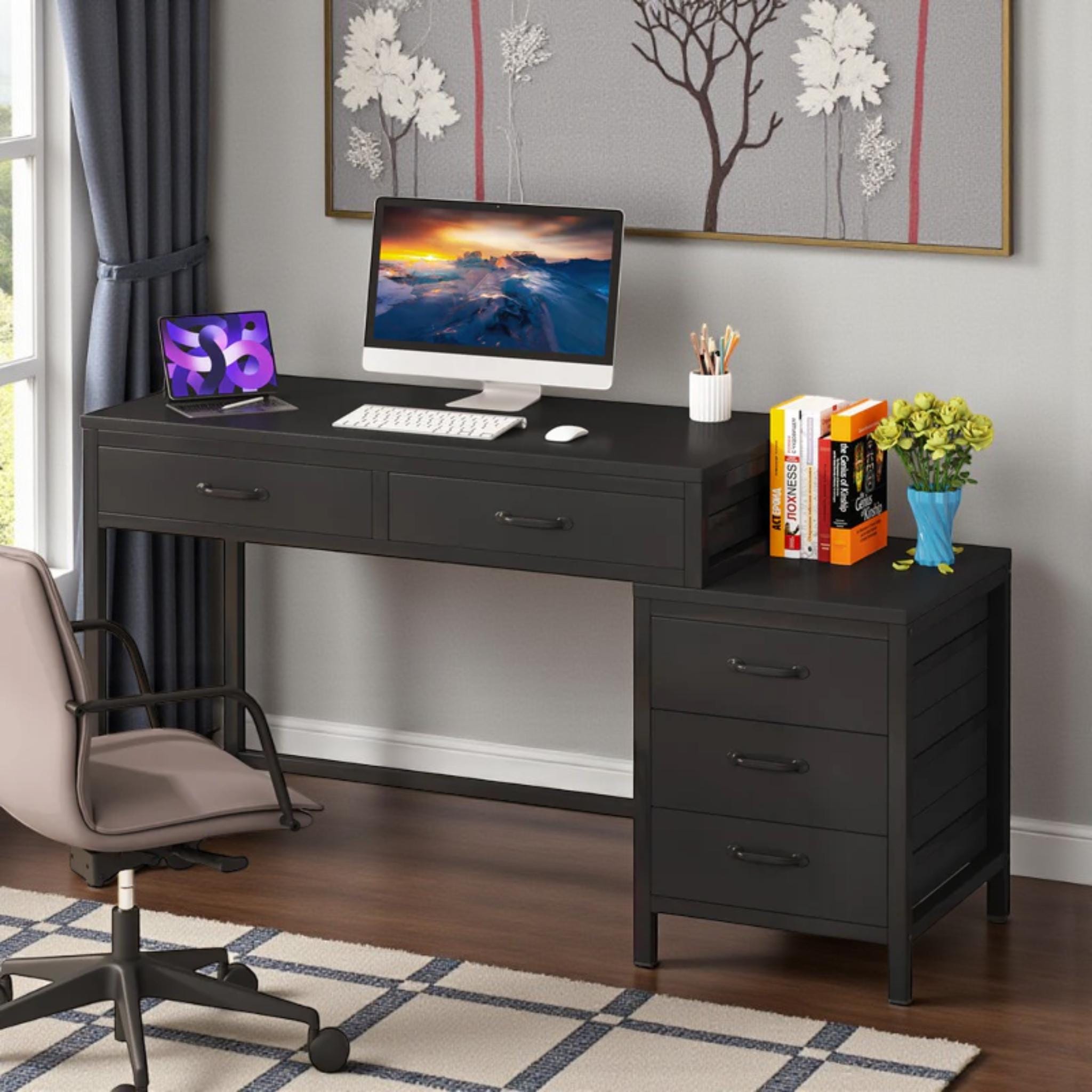 Multi Drawer Computer Desk 5-drawer Industrial Computer Desk - Etsy