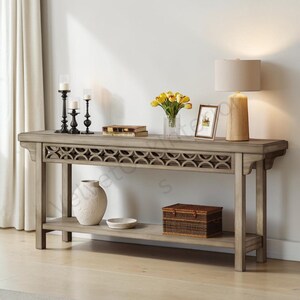Farmhouse Console Table with Storage, Narrow Entryway Console, Rustic Hallway & Wood Foyer Accent