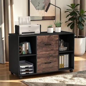 Mobile 2-Drawer File Cabinet With Shelves