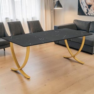 63 Inch Faux Marble Executive Desk, Modern Home Office Computer Desk, Large Writing Workstation