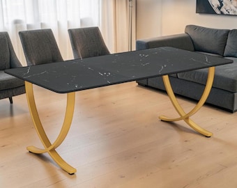63" Faux Marble Executive Computer Desk