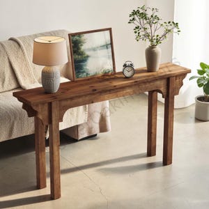 Solid Wood Console Table, Mid Century Farmhouse Entryway, Rustic Brown Sofa Table