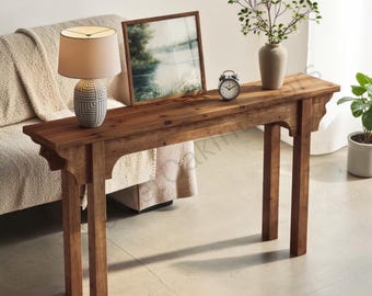 Solid Wood Console Table, Mid Century Farmhouse Entryway, Rustic Brown Sofa Table
