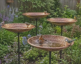 Copper colour Metal Bird Bath, Weather-Resistant Outdoor Garden Decor