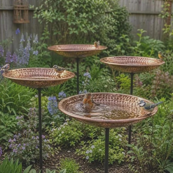Copper colour Metal Bird Bath, Weather-Resistant Outdoor Garden Decor