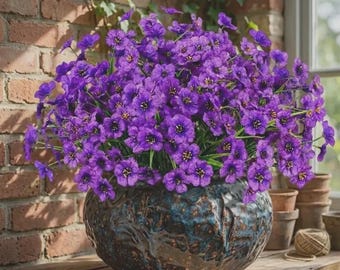 21 Bundles Outdoor Artificial Flowers UV Resistant, Purple Faux Plants for Porch Decor