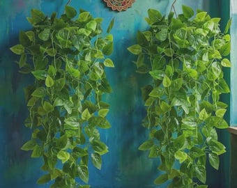Artificial Pothos Vine, 3.6ft Trailing Greenery Wall Decor, Realistic Hanging Plant