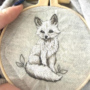 Quicksilver and Brimstone Embroidery Pattern, Stick and Stitch Transfer, white onyx fox Design