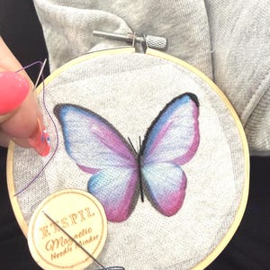 Little Osha Butterfly Embroidery Pattern, Stick and Stitch Transfer, Watercolor Butterfly Design