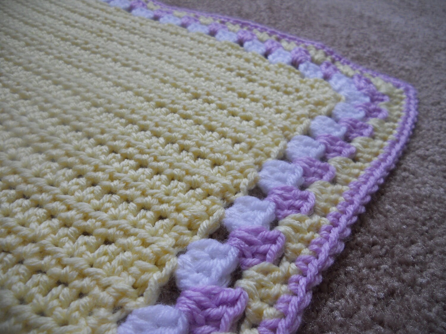 Crochet Baby Stroller Blanket with Granny Edging Purple Yellow Etsy