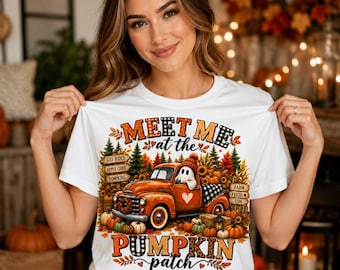 Pumpkin Patch Ghost Truck PNG, Meet Me at the Pumpkin Patch, Vintage Fall Shirt Design, Cute Ghost Sublimation, Digital Download