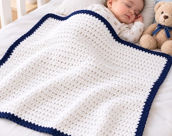 Reversible Crochet Baby Blanket Pattern PDF, Beginner Crochet Blanket, Easy Baby Blanket, SC Border, Baby Shower Gift