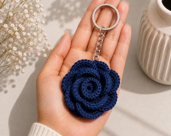 Realistic Crochet Rose Keychain Pattern PDF | Rose Crochet Pattern | Flower Bag Charm | Amigurumi Rose Tutorial | Beginner Friendly