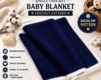 Baby Blanket Crochet Patterns, Easy Crochet Baby Blanket Pattern, Beginner Friendly Blanket Pattern, PDF Instant Download