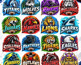 16 Football Teams PNG Bundle, 32 American Football PNG, Football Mascot Designs, Game Day Shirt PNG, Sports Sublimation, Football png