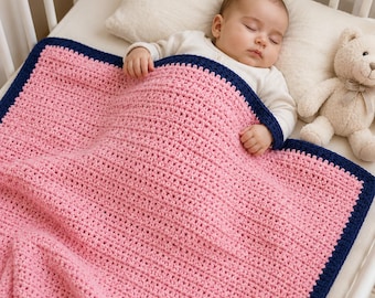 Reversible Crochet Baby Blanket Pattern PDF, Beginner Crochet Blanket, Easy Baby Blanket, HDC Border, Baby Shower Gift