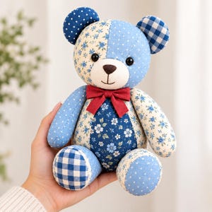 Patrón de costura de oso de peluche en PDF, patrón de oso de peluche patchwork, oso de peluche de recuerdo, tutorial de costura de oso de peluche, patrón de oso de peluche para hacer tú mismo