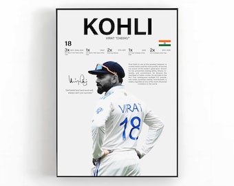 Virat Kohli Poster Cricket Wall Art Sports Room Decor Cricket Fan Gift