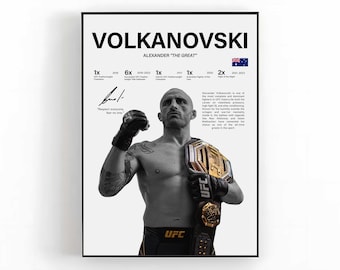 Alexander Volkanovski Poster UFC Wall Art MMA Print Sports Room Decor Fight Fan Gift