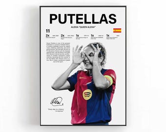 Poster di Alexia Putellas, calcio femminile, decorazione da parete, regalo.