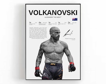 Alexander Volkanovski Poster UFC Wall Art MMA Print Sports Room Decor Fight Fan Gift