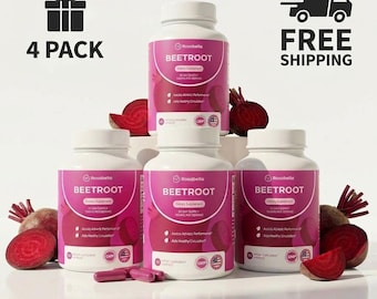 Buy 3 get 1 free Combo(240 Capsules) Rosabella Organic Beetroot Capsules,Enhance Immunity,Circulation,Energy,Stamina,Sleep,Anti-aging,Detox