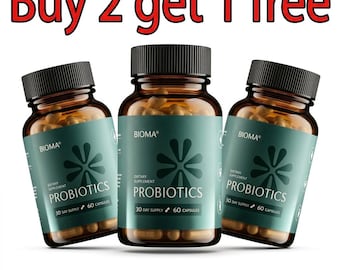 Buy 2 get 1 free BIOMA Probiotics - Digestive Probiotic for Constipation,Bloating,Gas Relief & Gut Balance-100%Vegan,Gluten Free (180 Count)