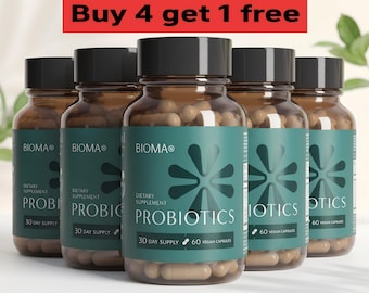 Buy 4 get 1 free BIOMA Probiotics - Digestive Probiotic for Constipation,Bloating,Gas Relief & Gut Balance-100%Vegan,Gluten Free (300 Count)