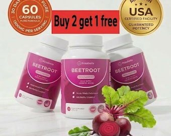 Buy 2 get 1 free Combo Rosabella Organic Beetroot Capsules (180 Count), Enhance Immunity,Circulation,Energy,Endurance,Sleep,Anti-aging,Detox