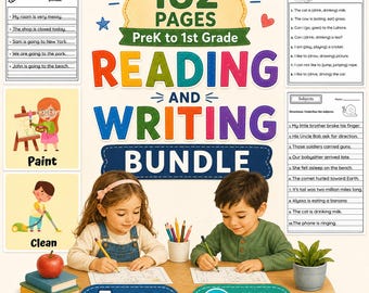 Kindergarten to First Grade Reading and Writing Bundle - Comprehension, Grammar, Sentences