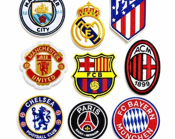 Football Club Embroidered Iron On Patch Soccer Team Badge Jacket Backpack Hat Mundial 7x7 cm