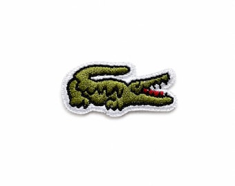 Geborduurd krokodil-opstrijkpatch, groene alligator dierenbadge voor jas, rugzak of hoed