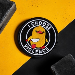 Geborduurde opstrijkpatch grappige gans – I Choose Violence Meme-patch, appliqué opnaaien voor jas, rugzak en vest